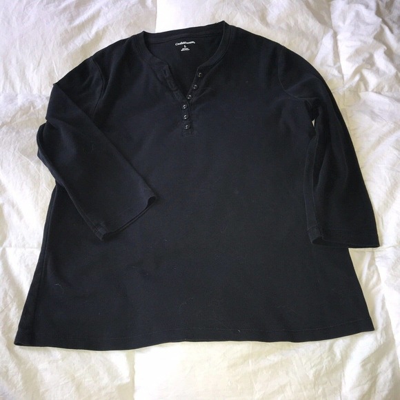 Croft & Barrow Ladies Henley SzL Black 3/4 Sleeves 100% Cotton Pre-Owned - Picture 11 of 12